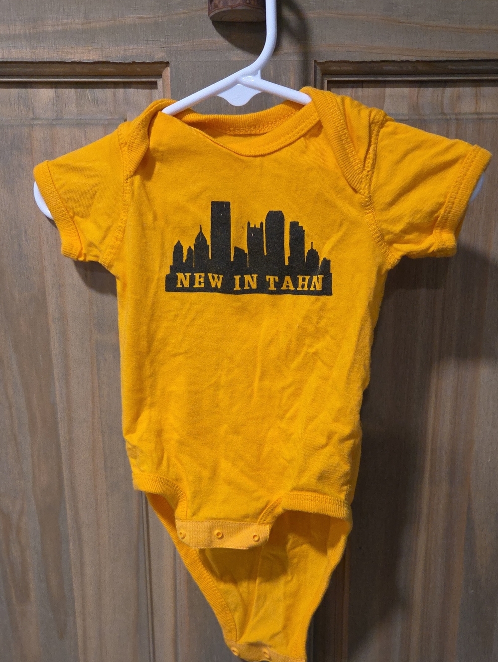 Pittsburgh Bright Yellow New In Tahn Bodysuit with Skyline Print